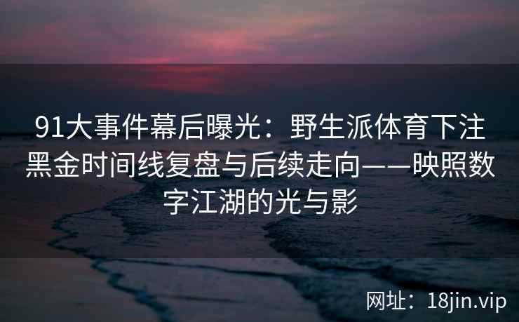 91大事件幕后曝光：野生派体育下注黑金时间线复盘与后续走向——映照数字江湖的光与影
