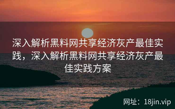 深入解析黑料网共享经济灰产最佳实践，深入解析黑料网共享经济灰产最佳实践方案